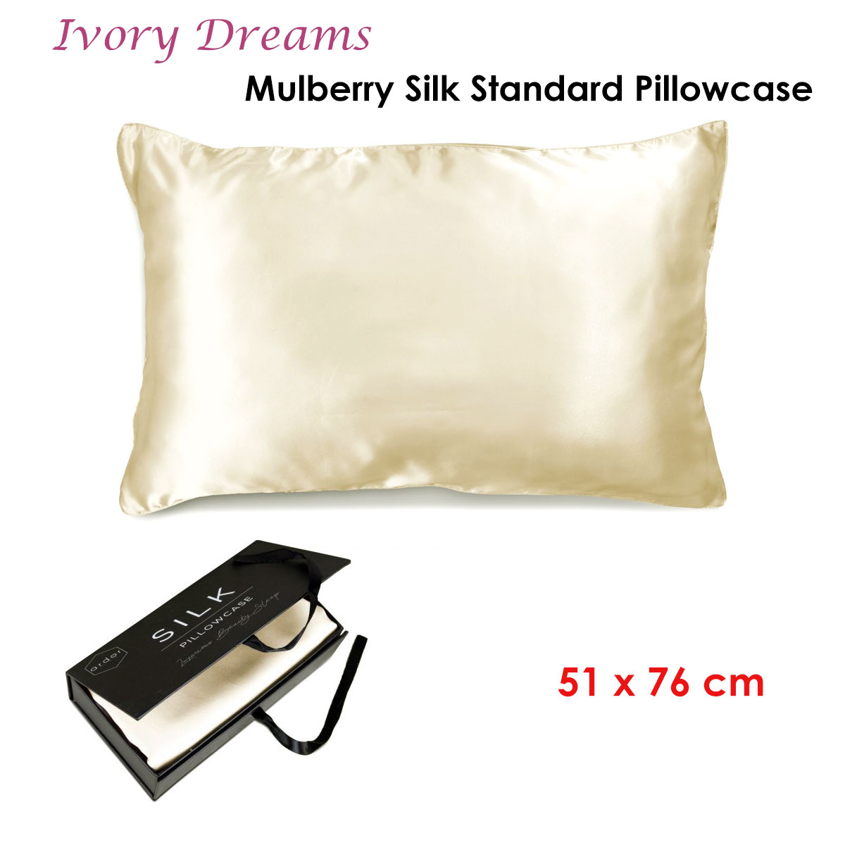 Ardor Mulberry Silk Standard Pillowcase Ivory Dreams โ image 2