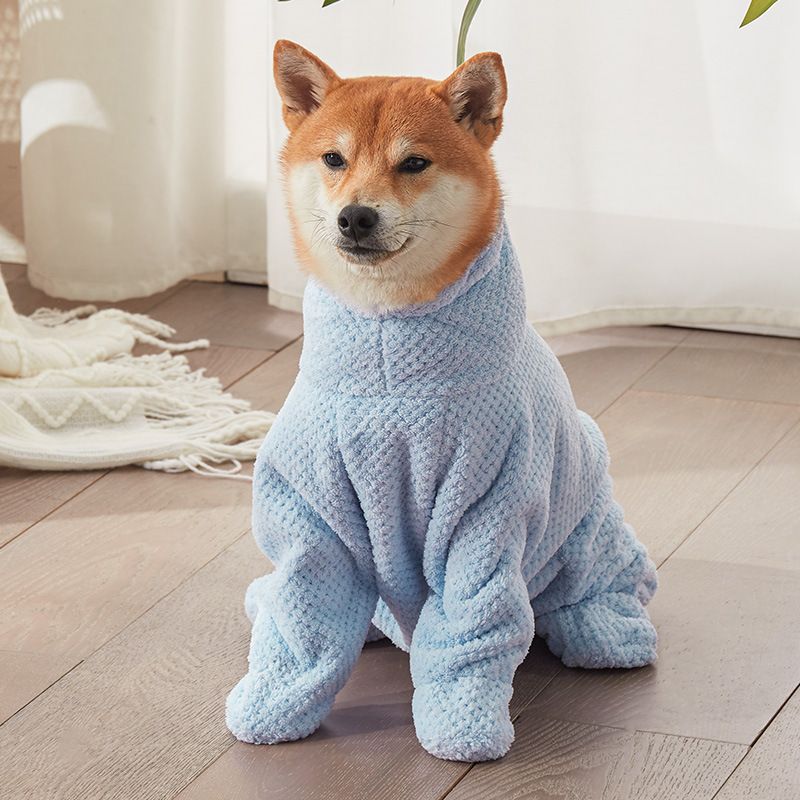 Pet Wearable Bathrobe Towel (Size S) - Quick-drying, absorbent full-body cover with hood and zipper, suitable for dog and cat grooming — image 2