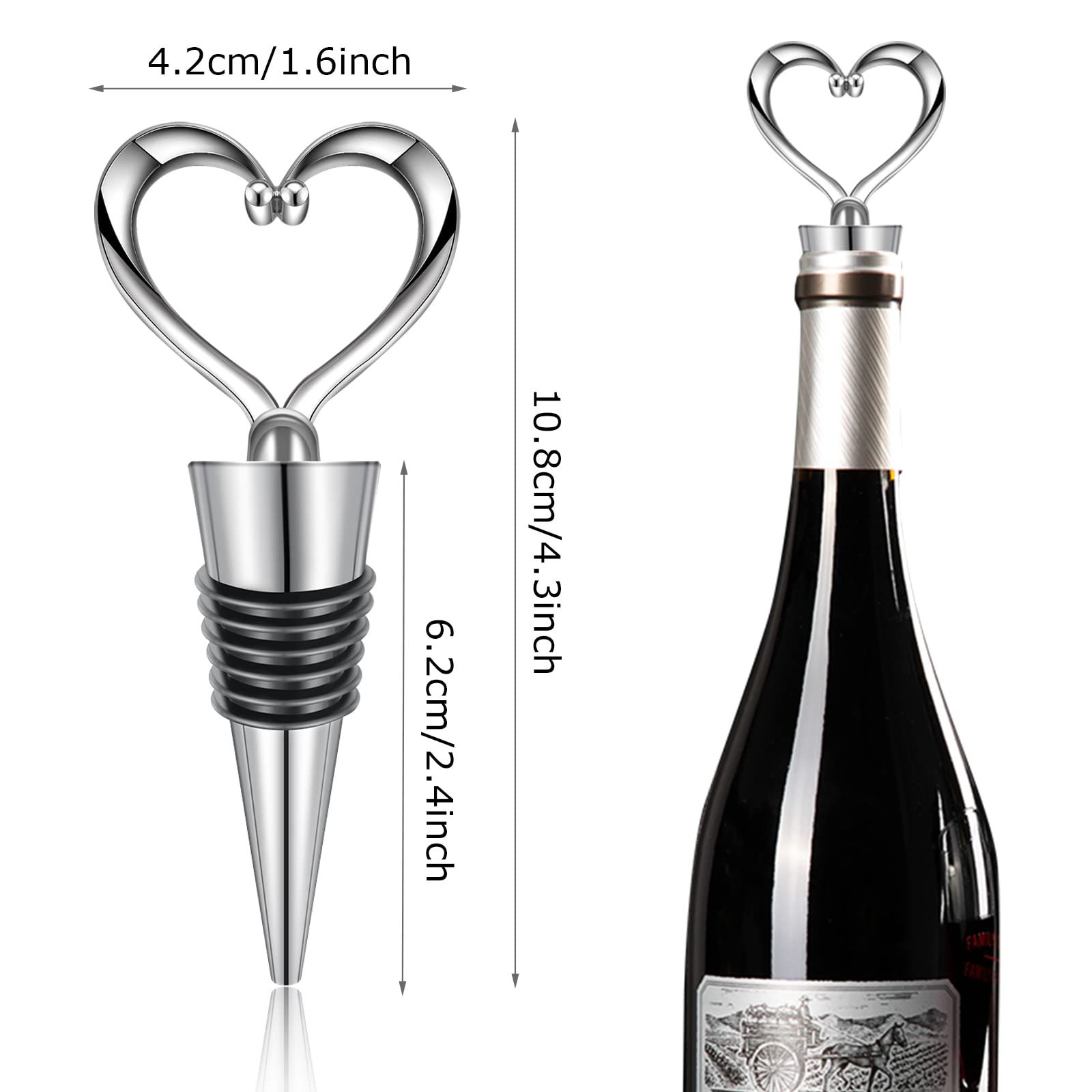 3PCS Wine Stopper Reusable Wine Stoppers Heart Shape Wine Beverage Bottle Stopper Bottle Cover Wine Outlet Cap — image 5