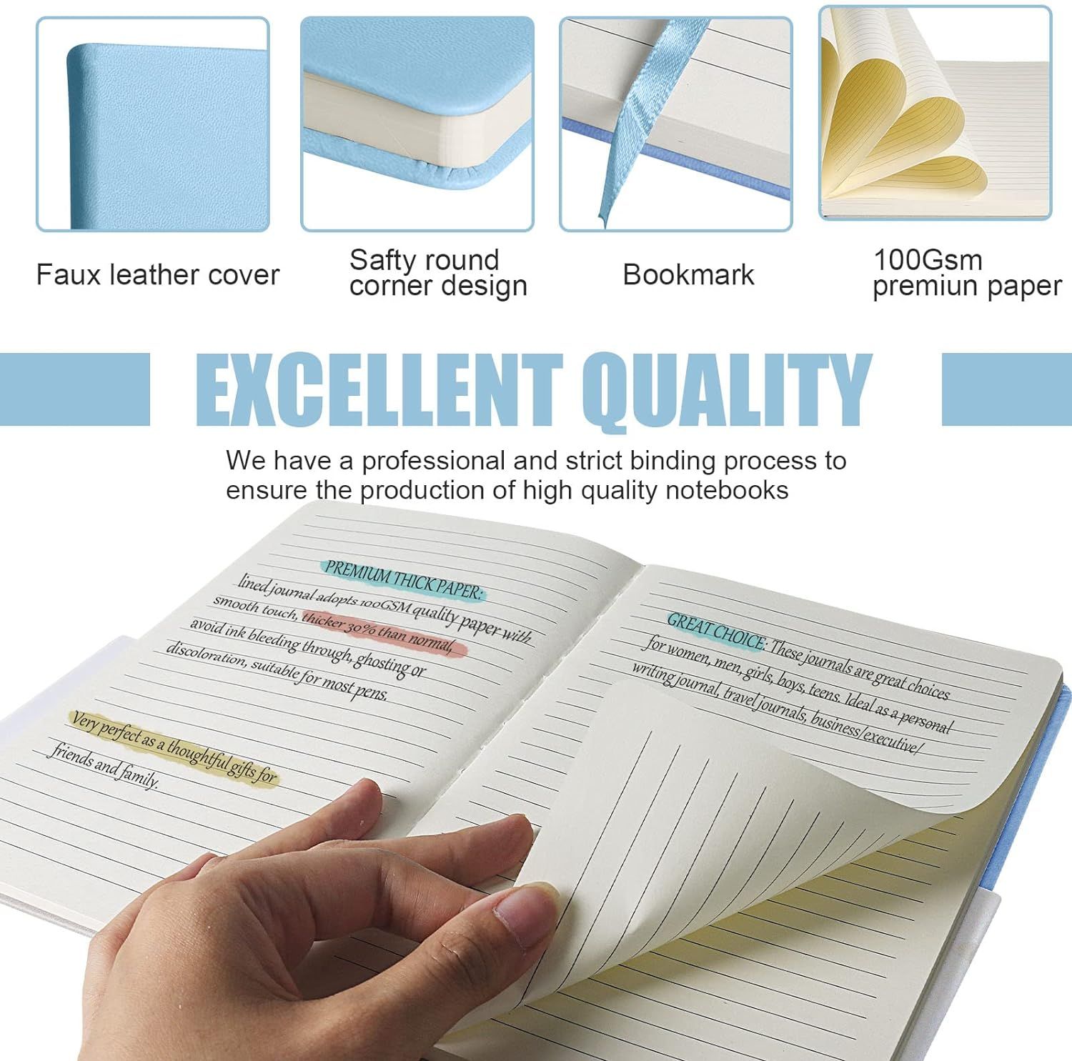 Journal Refill - Wide Lined - Travelers Notebook Refills for Refillable Journals and Notebooks(light blue) — image 3