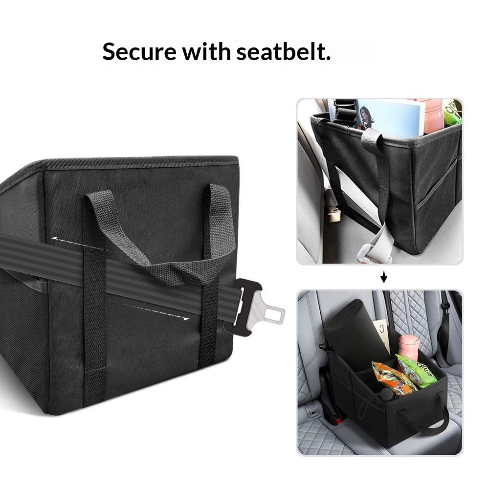 Car Seat Organizer - Passenger Seat Organizer, Collapsible Small Car Seat Storage Organizer for Console Front/Back, Automotive Backseat Organizer with Belt 4 — image 3