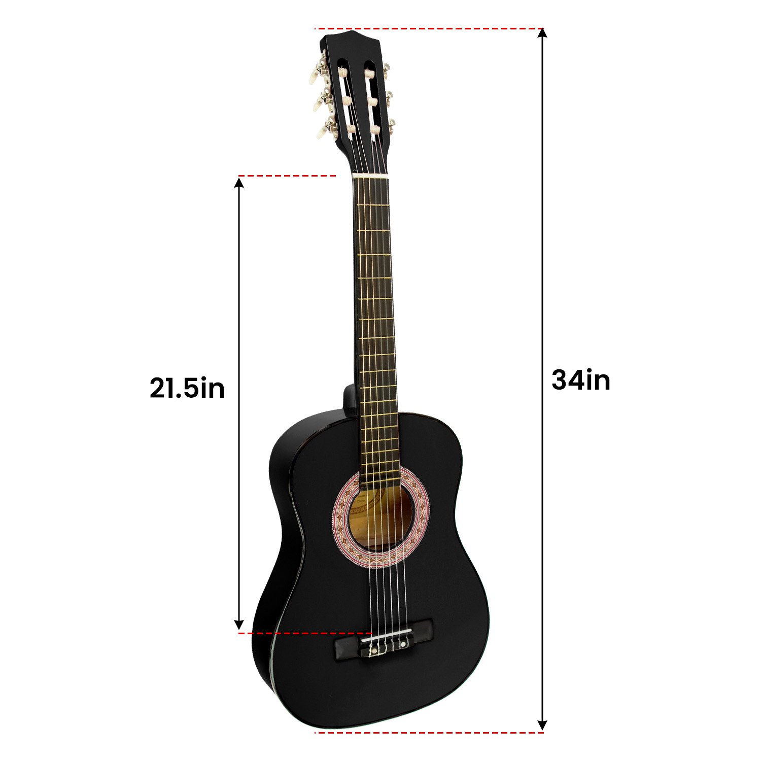 Karrera 34in Acoustic Children Wooden Guitar - Black — image 3