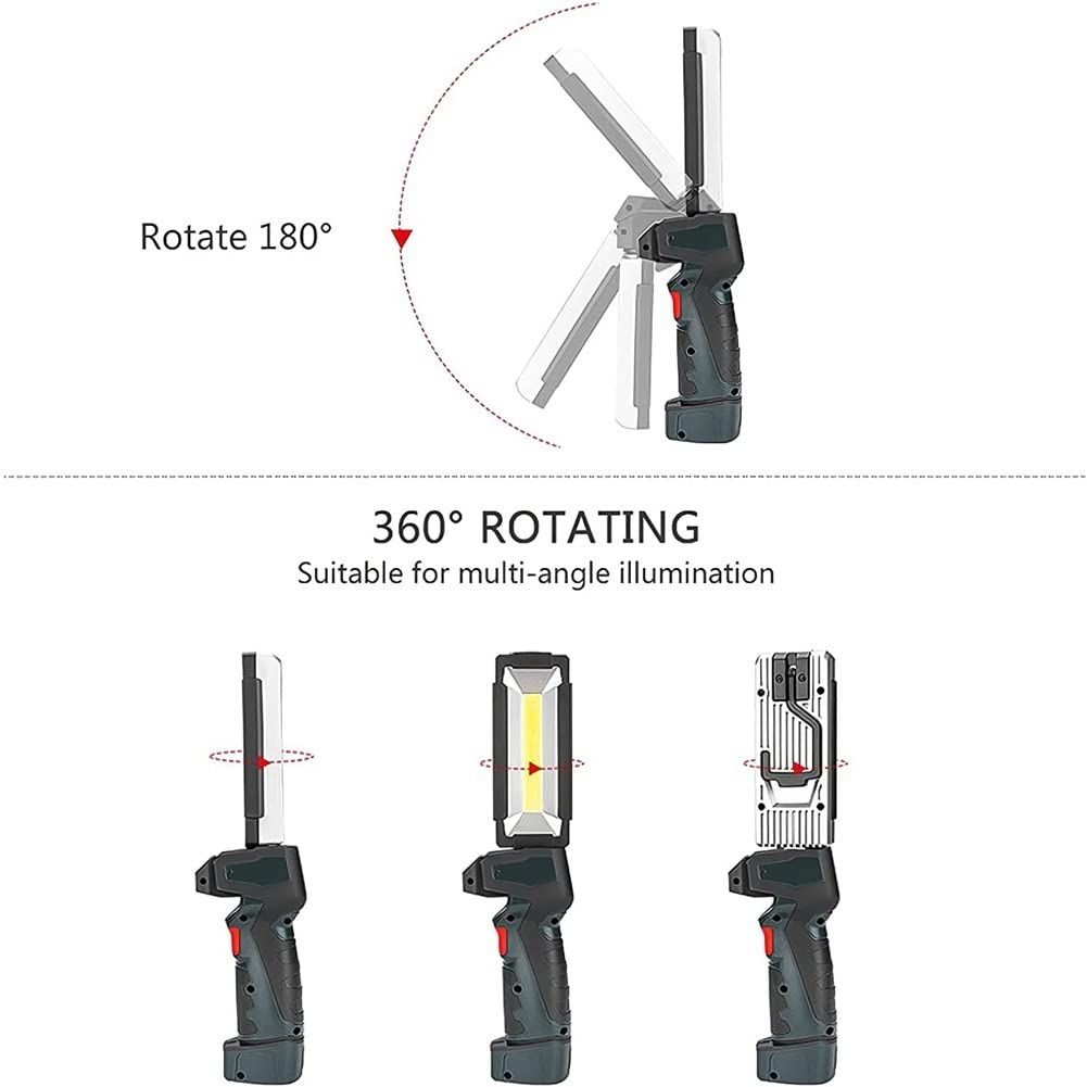 Rechargeable COB Work Light with Magnetic Base, Portable Mechanic Work Flashlight, 360° Swivel LED Work Light for Car Repair — image 4