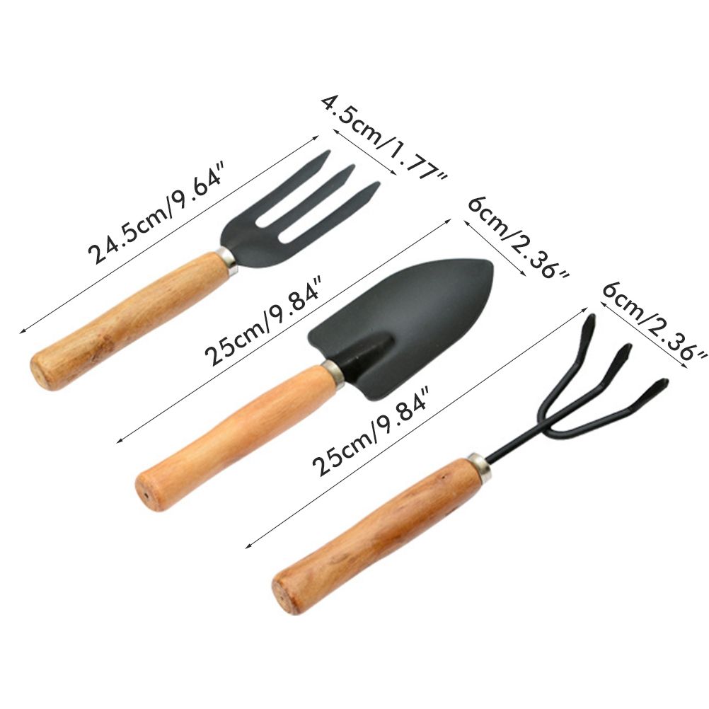 3PCS/Set Wooden Handle Mini Gardening Potted Tool Gardening Shovel Rake Fork Set for Houseplants Potted Plants โ image 3