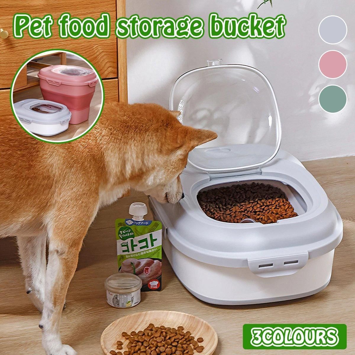 Large Capacity Pet Food Storage Box Foldable Design with Seal Lid - Grey — image 2