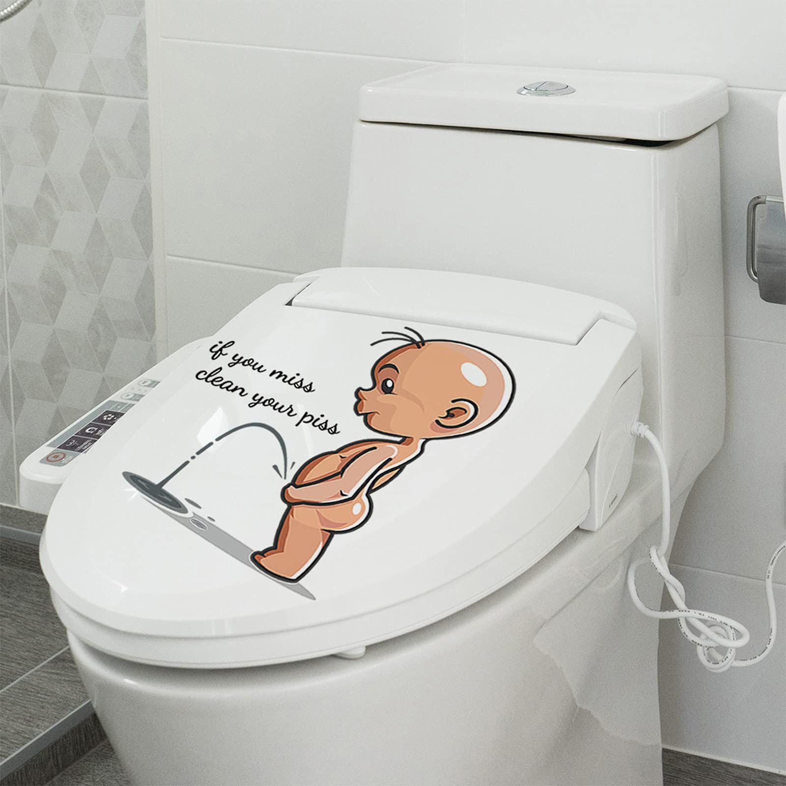 Waterproof Vinyl Wall Art Sign Decor, Removable Toilet Seat Quote Murals for Toilet WC Restroom Door Seat Bathroom Decoration — image 5