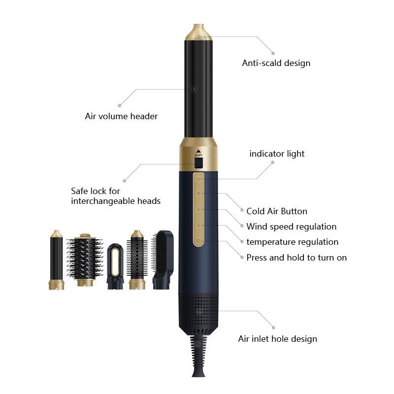 5-in-1 hair dryer, hair styling tool, hot air comb, straightening and curling, automatic curling iron, high-speed motor, Australian hair care, multifunction โ image 3