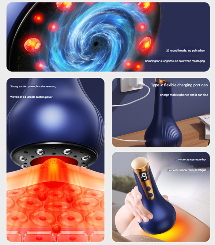 Blue Electric Meridian Scraping Massager with Air Release Valve - Full Body Suction Therapy, 16.6x8.4cm โ image 4