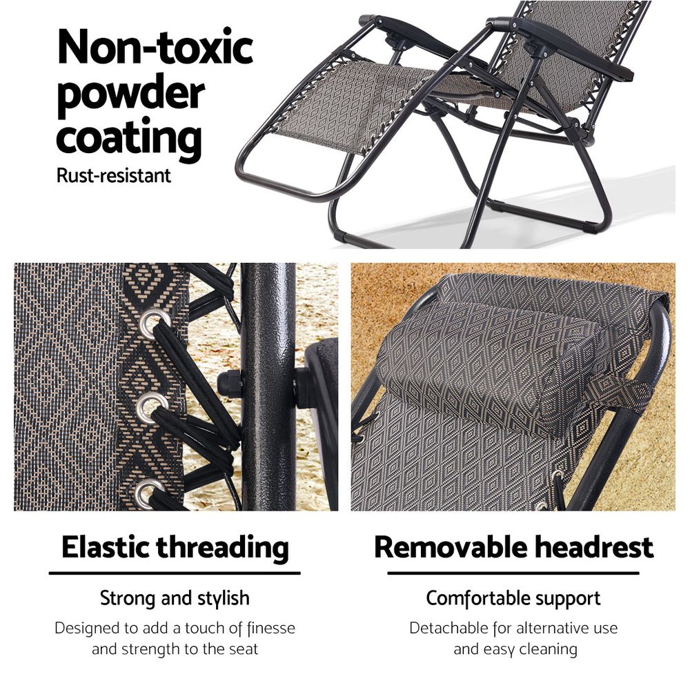 Gardeon Zero Gravity Chair Folding Outdoor Recliner Adjustable Sun Lounge Camping Beige — image 5
