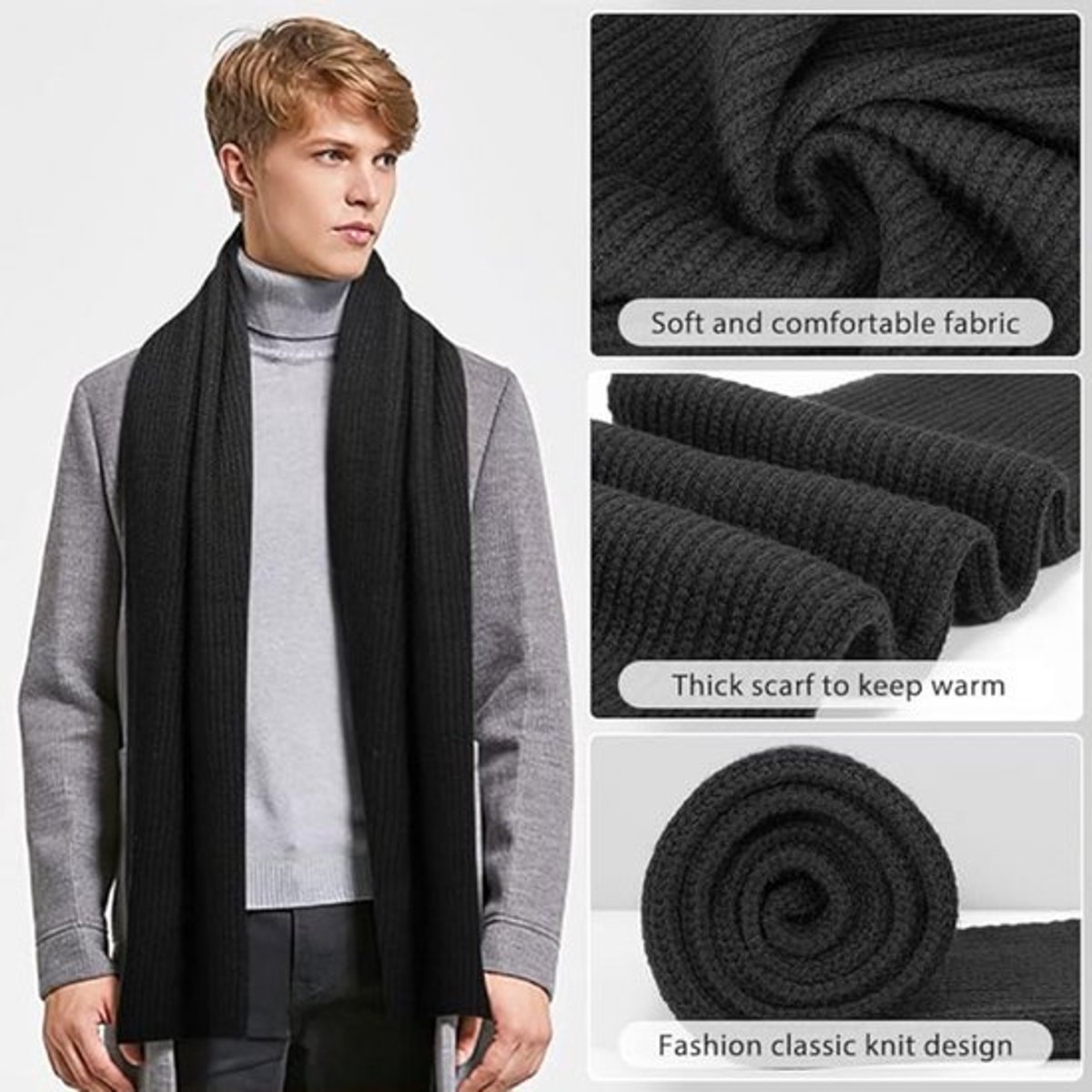 Women's scarves - Knitted scarves for women & men - Warm winter scarves - Small scarves - Unisex - Oblong scarf - Warm and soft winter scarf - Men's scarf — image 6