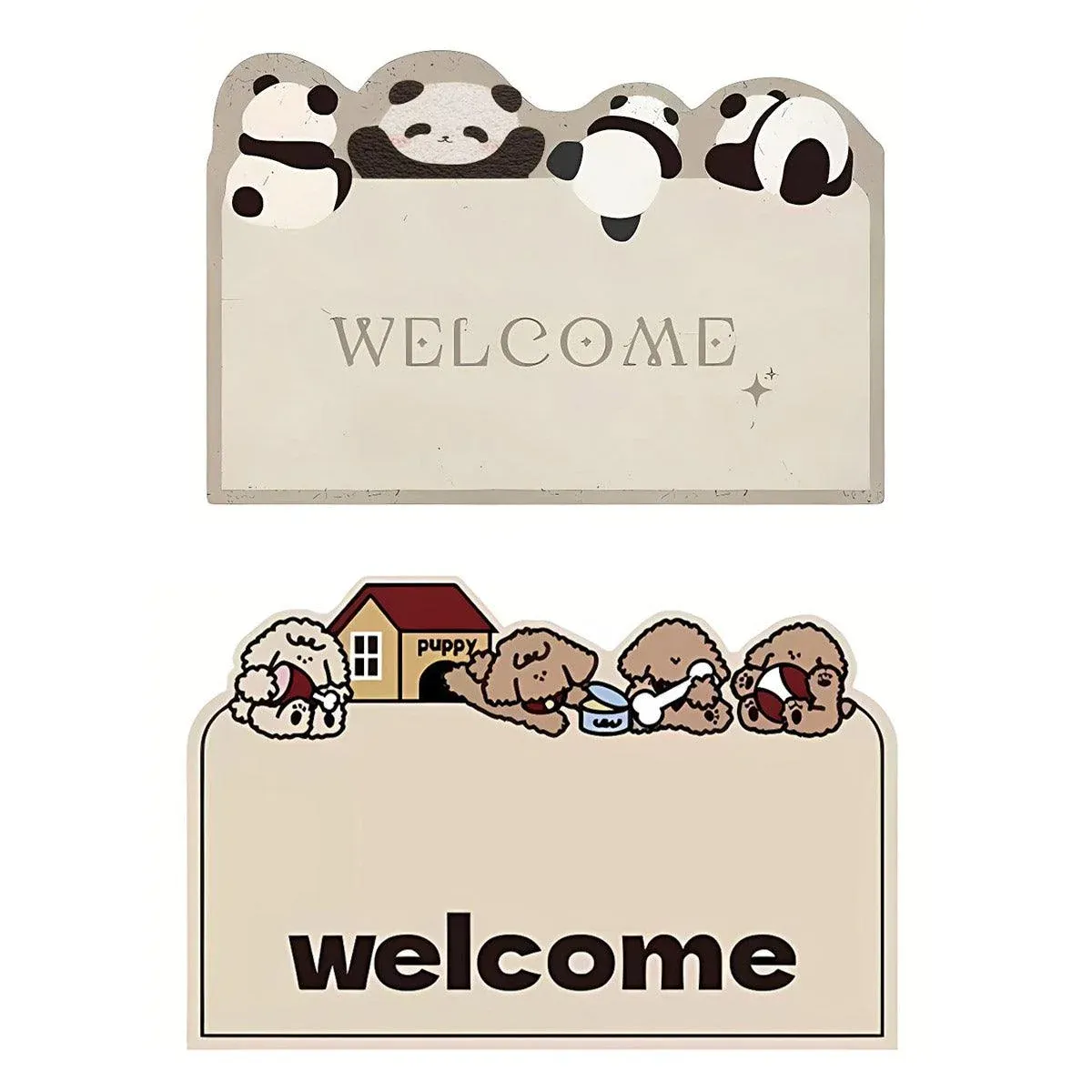 Cartoon Non Slip Household Silk Circle Floor Mat Durable Entryway Rug Can Be Cut - Panda โ image 3