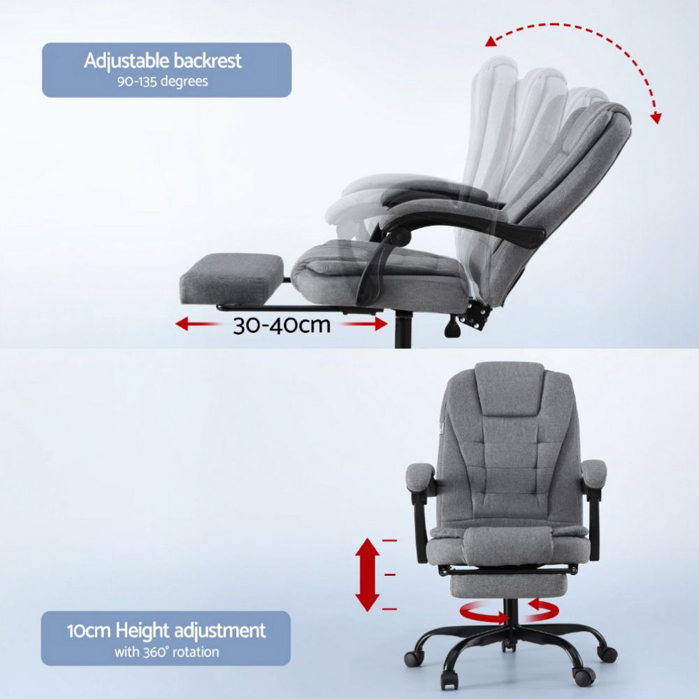 Artiss Office Chair Executive Fabric Seat Racing Computer Desk Chairs Footrest — image 5