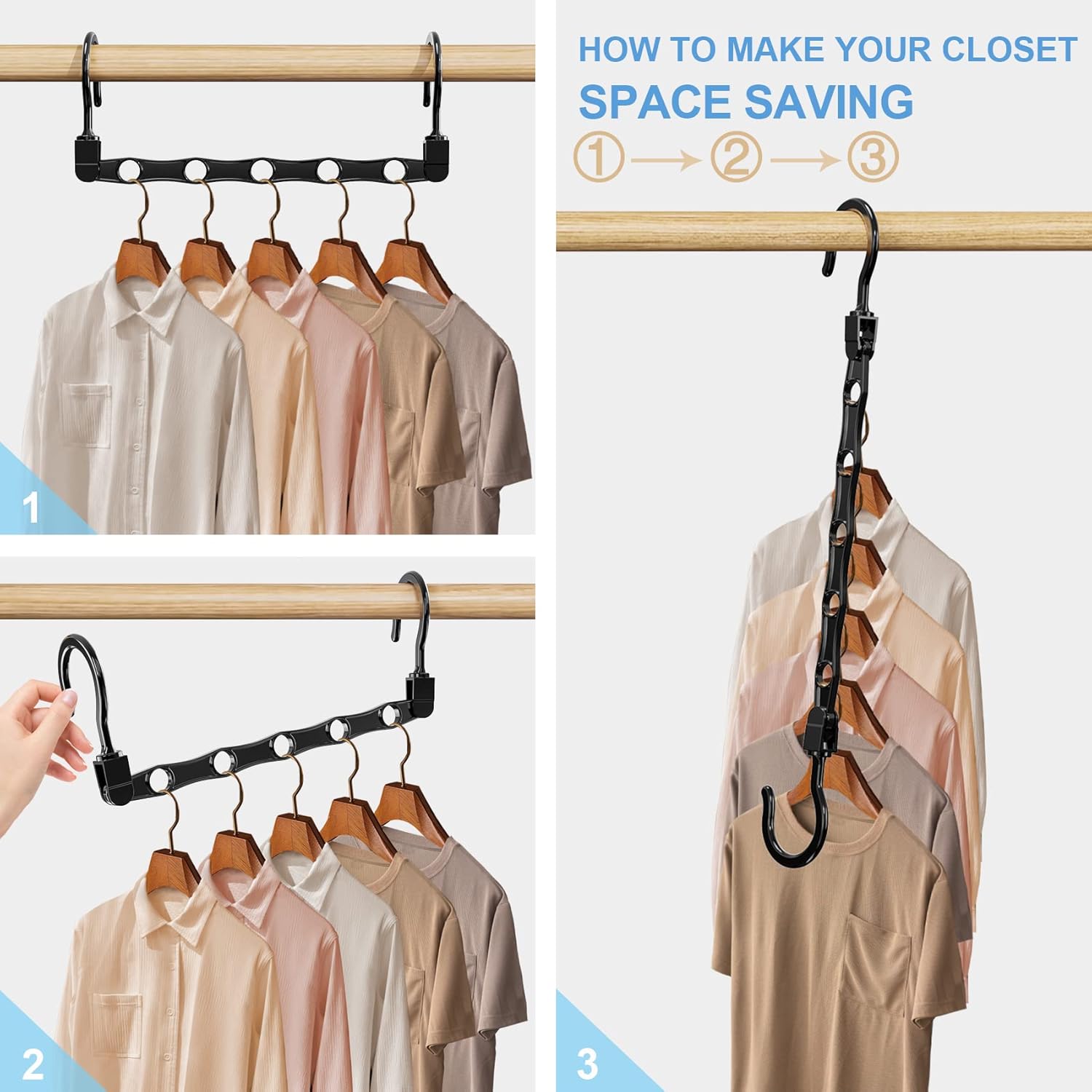 8 Pack Hangers Space Saving Magic Space Saver Storage Smart Plastic Clothes Hanger Organizer Closet Organizers and Storage for Closet Wardrobe Apartment — image 5
