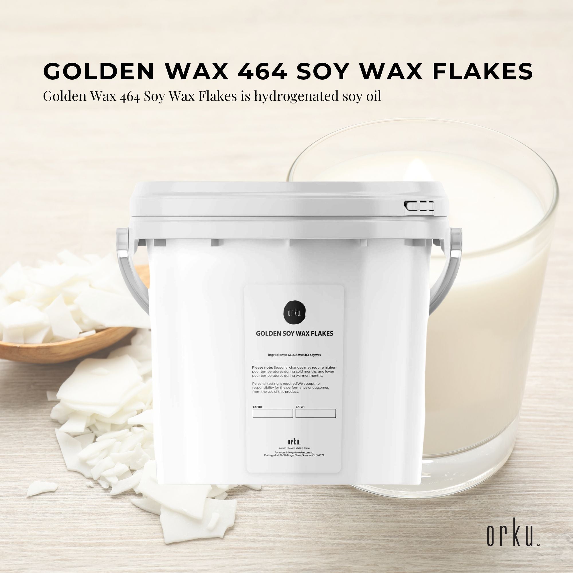 2Kg Golden 464 Soy Wax Flakes Bucket - 100% Pure Natural DIY Candle Melts Chips β image 3