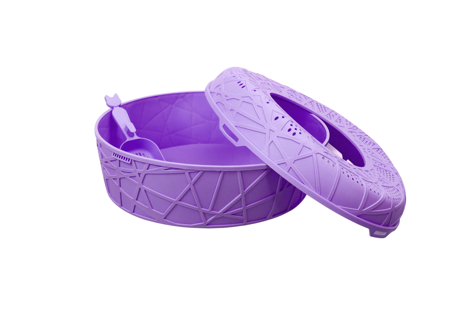 YES4PETS XL Portable Cat Toilet Litter Box Tray House with Scoop Purple โ image 4