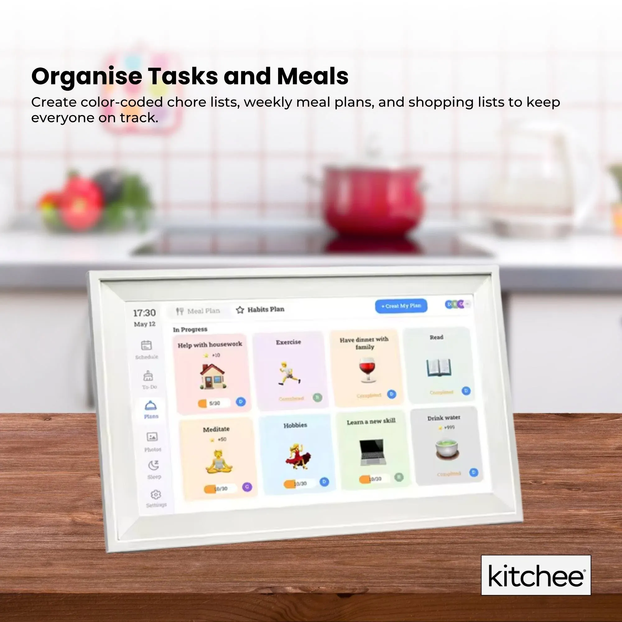 Kitchee 10" Digital Calendar Smart Family Planner - 25.5cm Touchscreen White — image 6