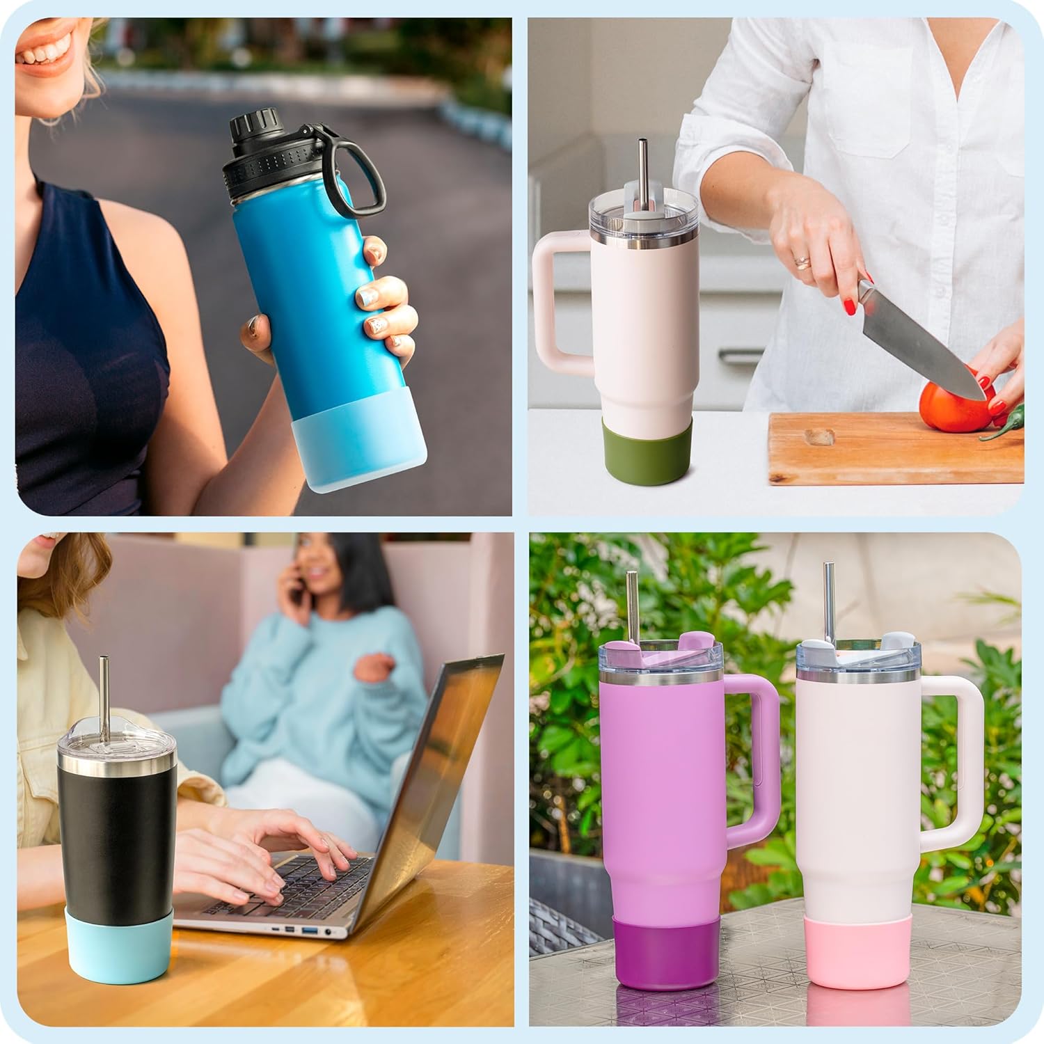 2 Pack Silicone Boot Protector | Compatible with Owala 24/40oz Travel Tumbler, 12oz Insulation & 14oz Flip Water Bottle | Fits 2.75-2.85" Base | Noise — image 6
