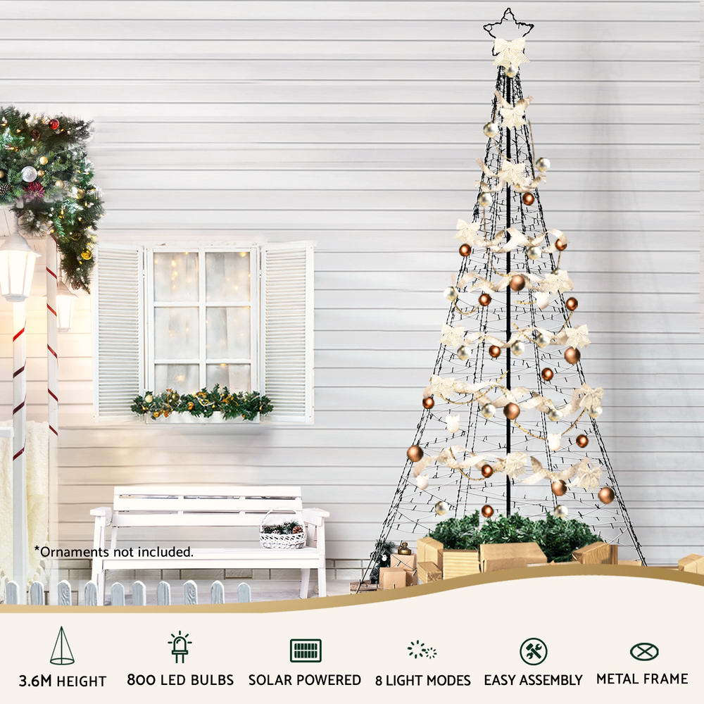 Jingle Jollys Solar Christmas Tree 3.6m 800 LED Net Lights Xmas Trees Decoration โ image 4