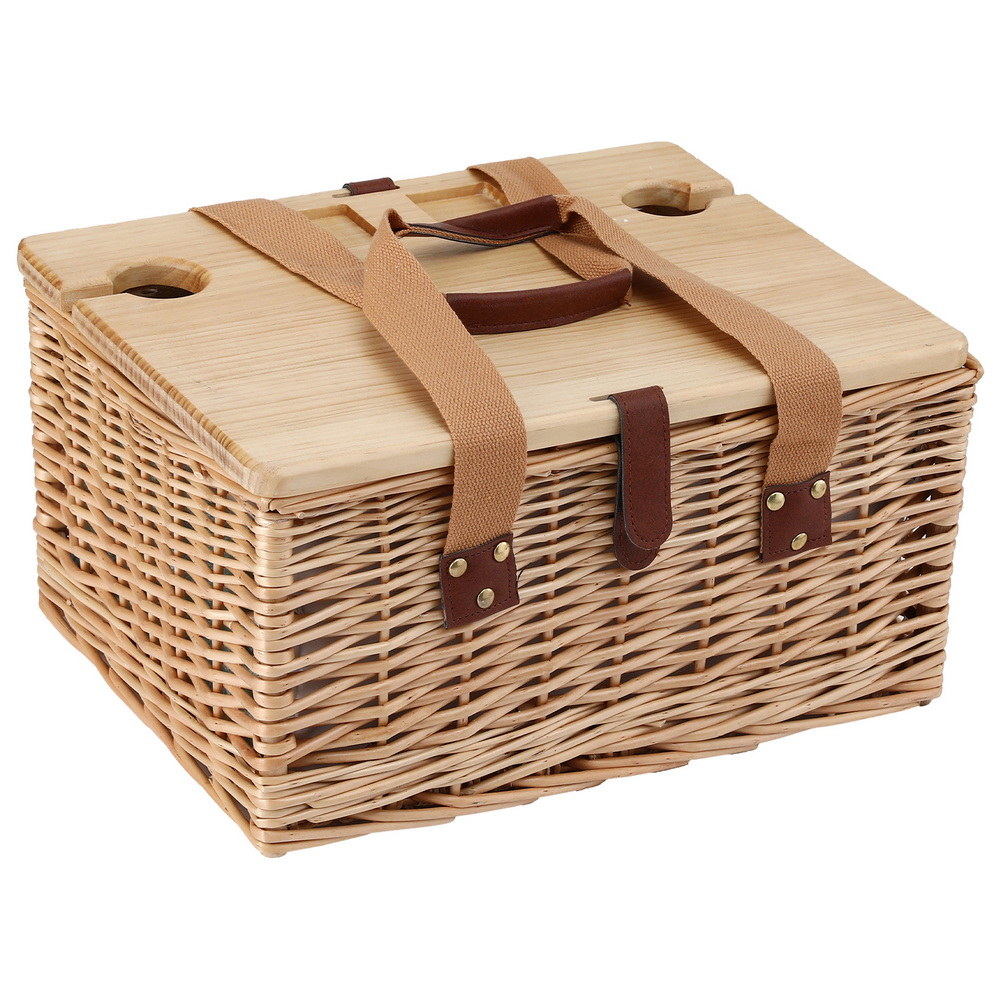 Alfresco 2 Person Picnic Basket Set with Table Blanket Cooler Wooden Insulated โ image 3