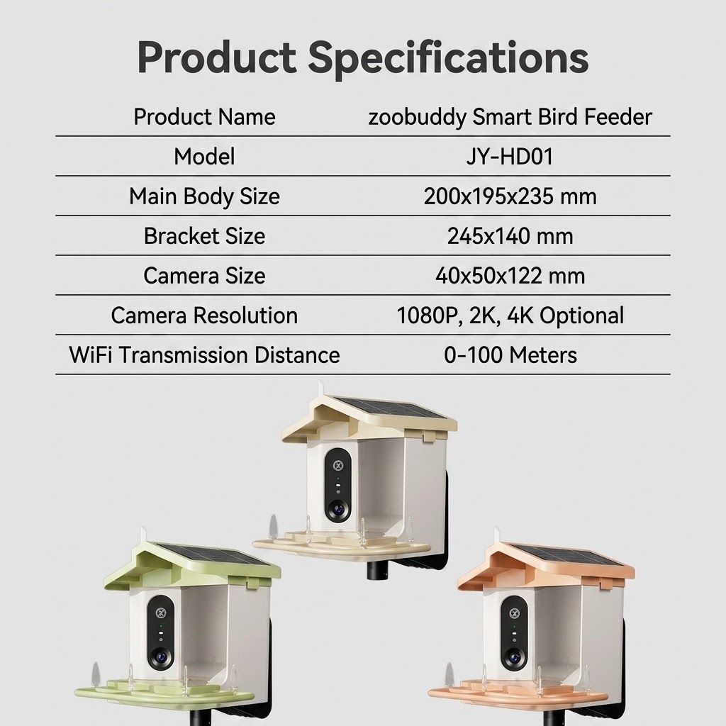 Smart Bird Feeder with 2K-4K Ultra HD AI Bird Recognition, Solar-Powered Outdoor Camera Feeder for Garden, Balcony, or Tree Mounting — image 2