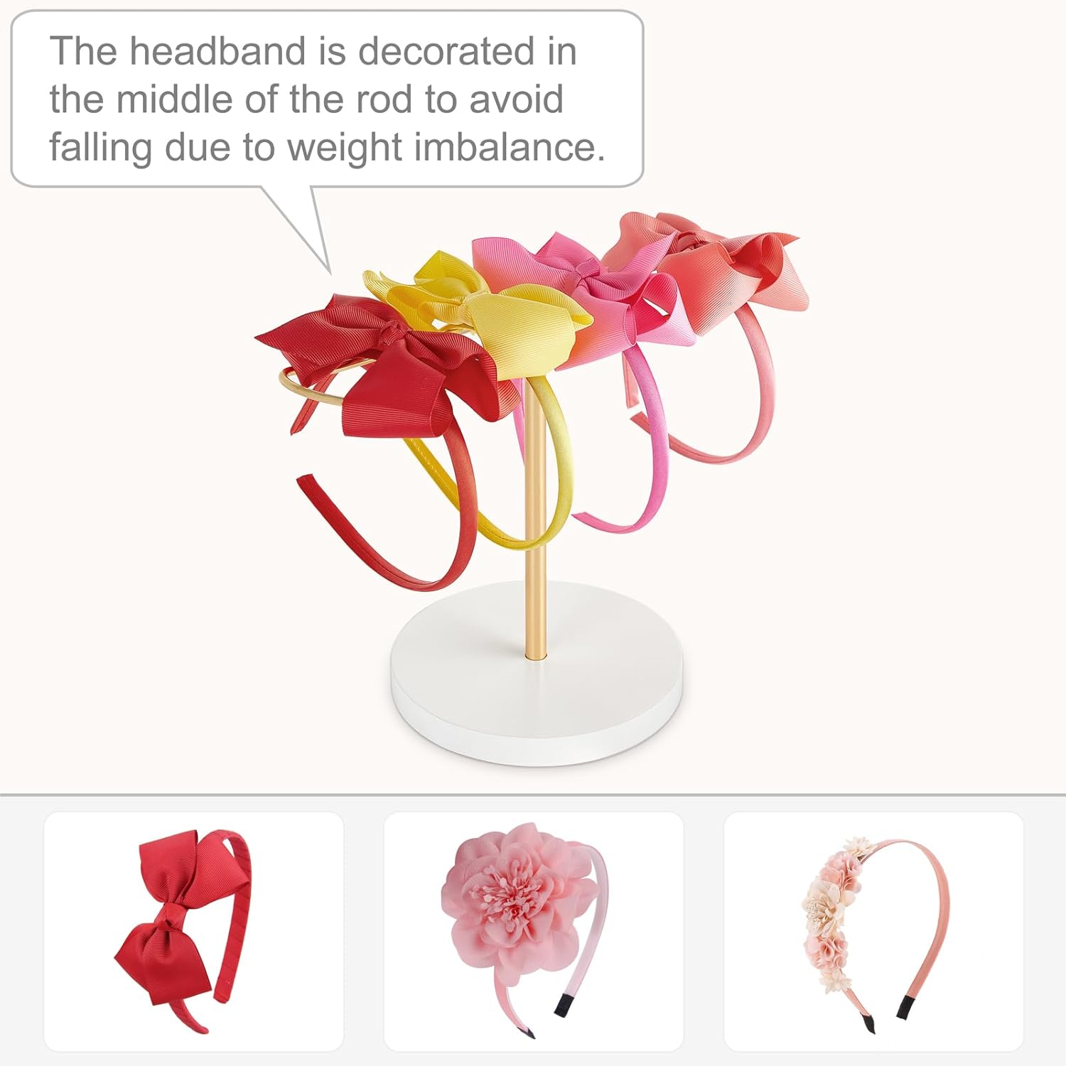 Headband Holder Metal Headband Organizer Hair Hoop Display Stand, Modern Hair Accessories Organizer Storage Hair Ropes Bracelets Bangles College Dorm Room — image 4