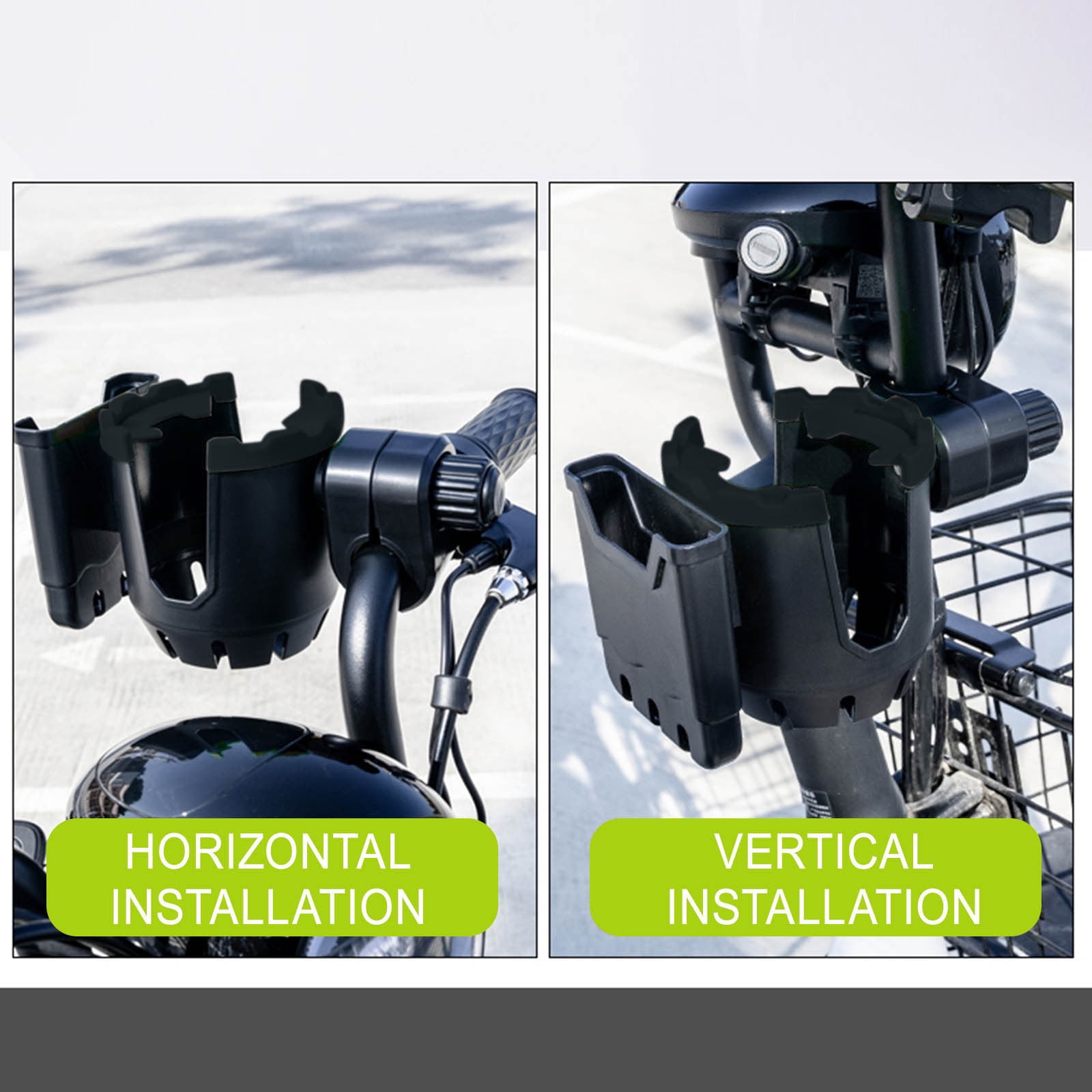 1 Piece Cup-Holder-with-Phone-Holder-Bike-Cup-Holder-2-in-1-Universal-Cup-Phone-Holder-for-Stroller-Bike-Wheelchair-Walker-Scooter, Black โ image 3