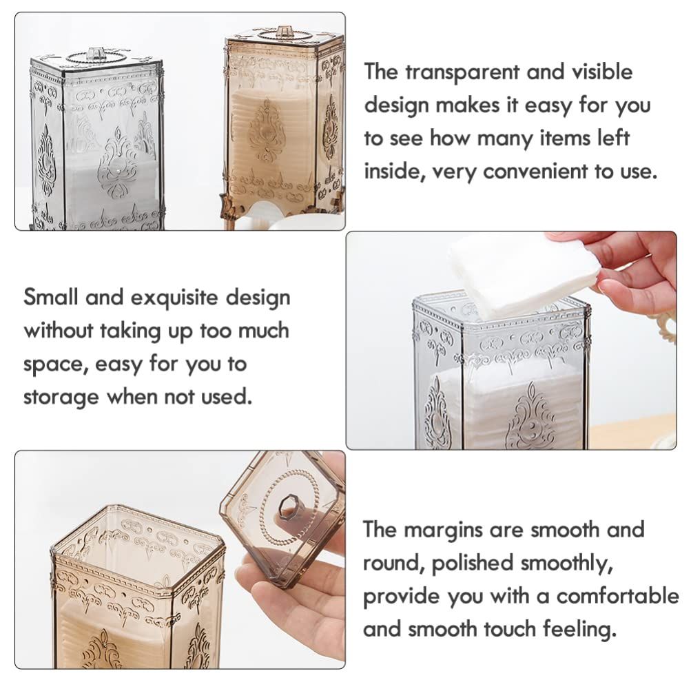 Cotton Ball Holder: Cotton Pad Jar Plastic Container Dispenser Box Embossed Box for Bathroom Home Storage Organizer 2Pcs โ image 5