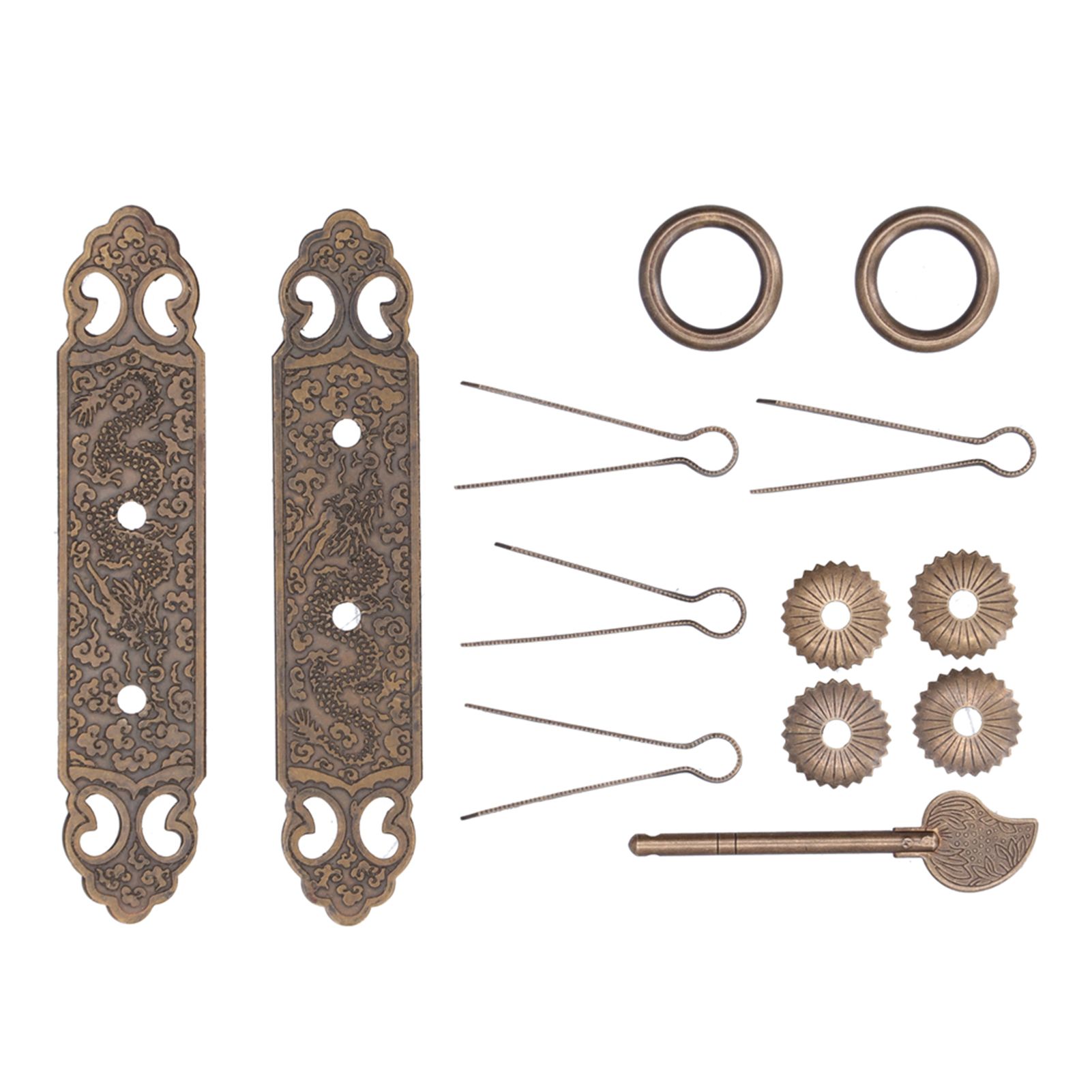 Door Handle Antique Brass Exquisite Pattern Straight Bar Handle Accessories for Cabinet Wardrobe — image 2