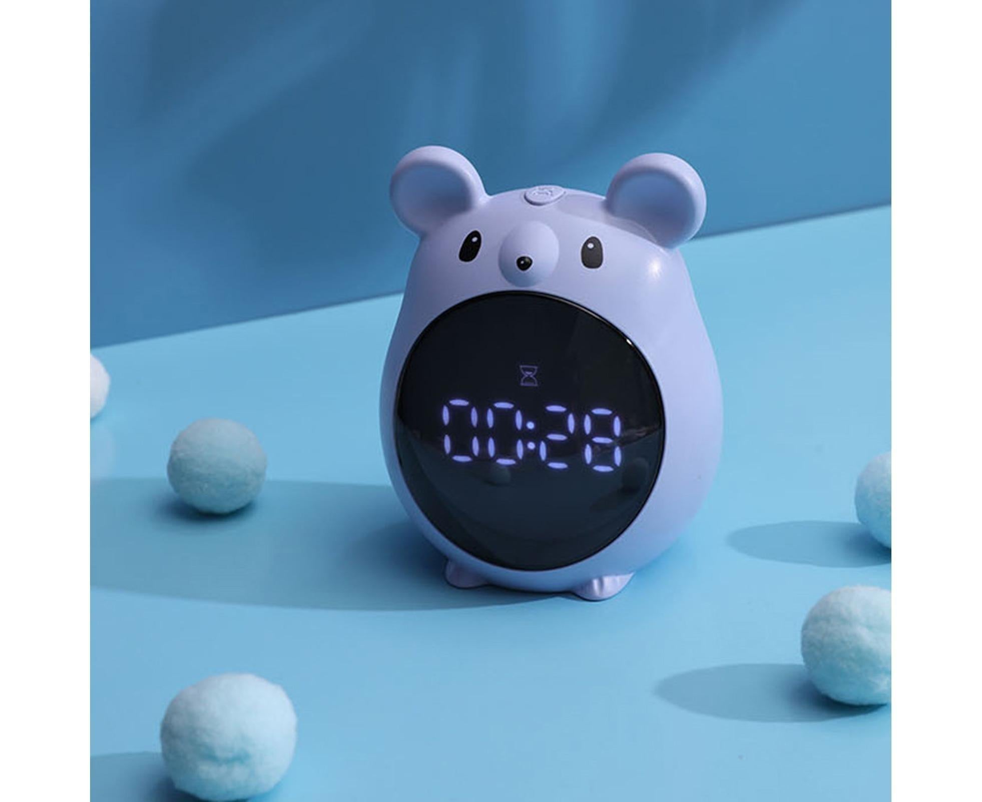 Alarm Clock Cartoon Large Screen Mouse Shape Rechargeable Time for Home - Blue โ image 3