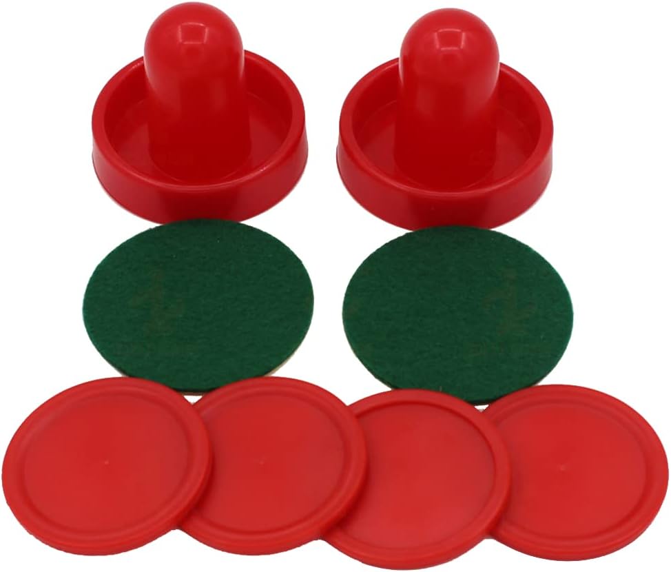 Air Hockey Pushers & Pucks Set, 60mm Mini Goal Handles Paddles Replacement Accessories for Game Tables - Red As Shown — image 6