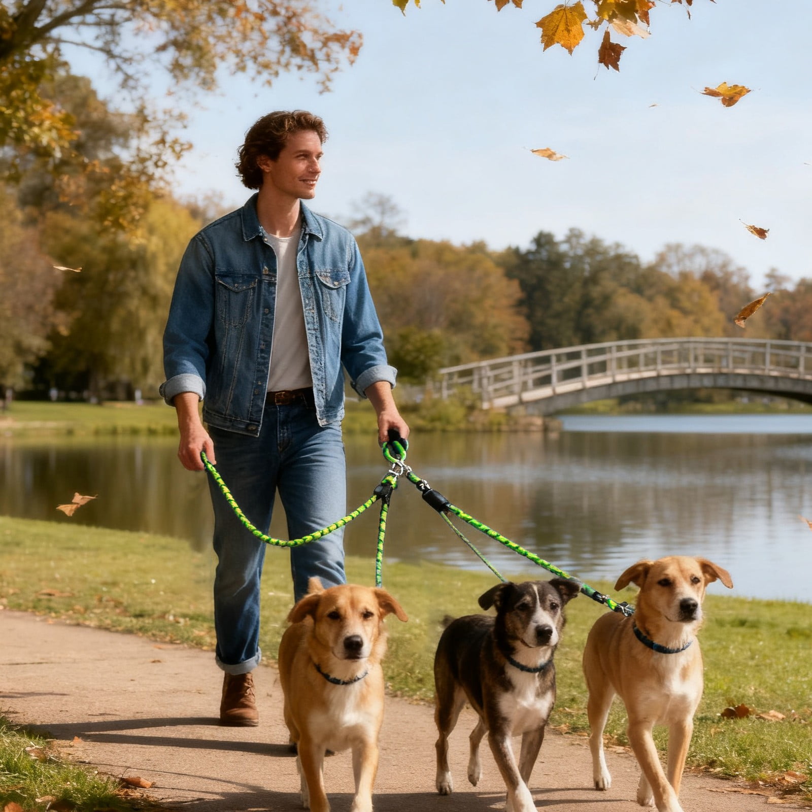 3 Dog Leash No Tangle, Heavy Duty Multiple Dog Lead Shock Absorbing Bungee, Triple Bungee Leash, Reflective Dog Leash Free Multi Pet Walking Rope with โ image 6