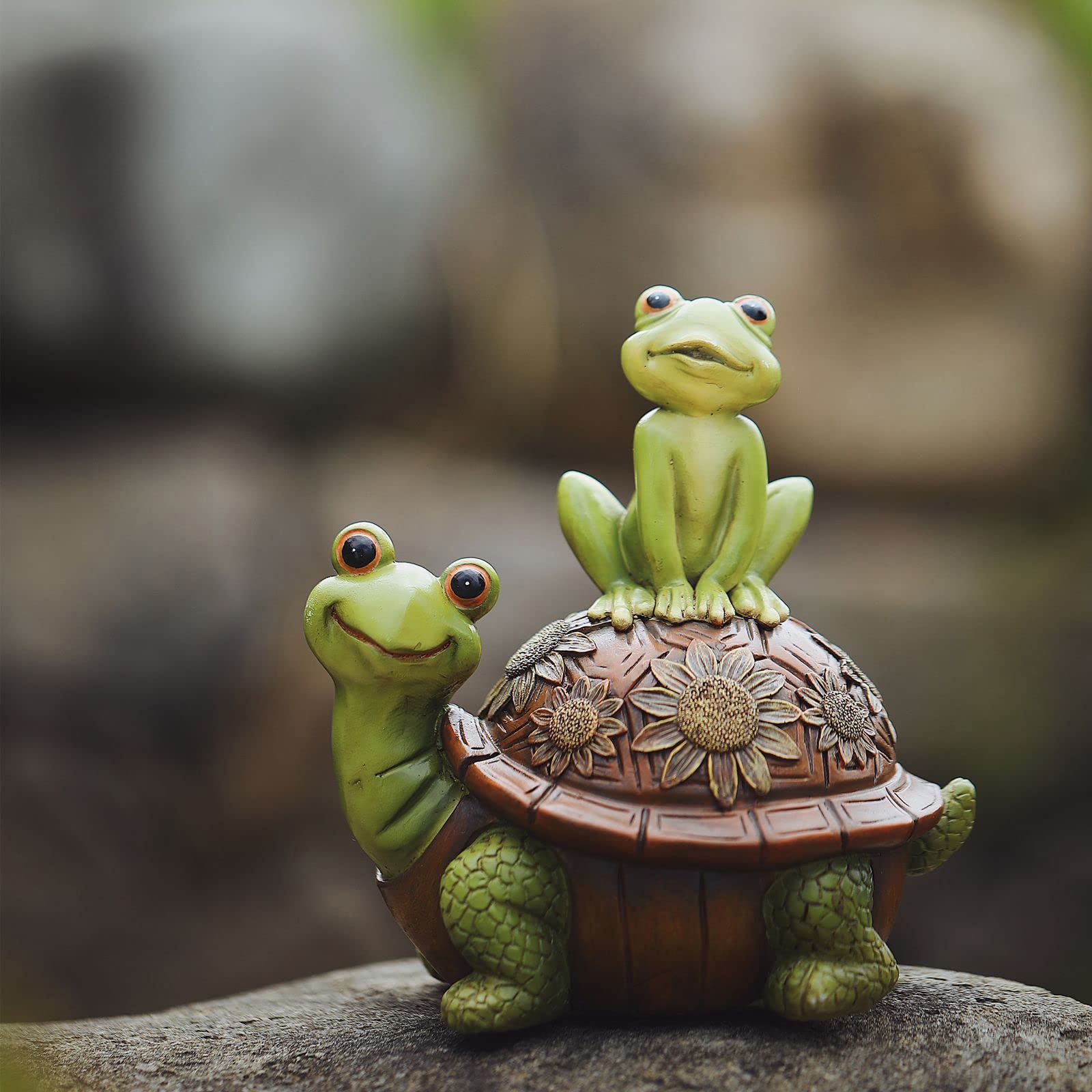 Frog Garden Statues Decor Outdoor, Resin Couple Frogs Garden Animal Statue Waterproof, Figurines for Yard Patio Lawn Decorations — image 3