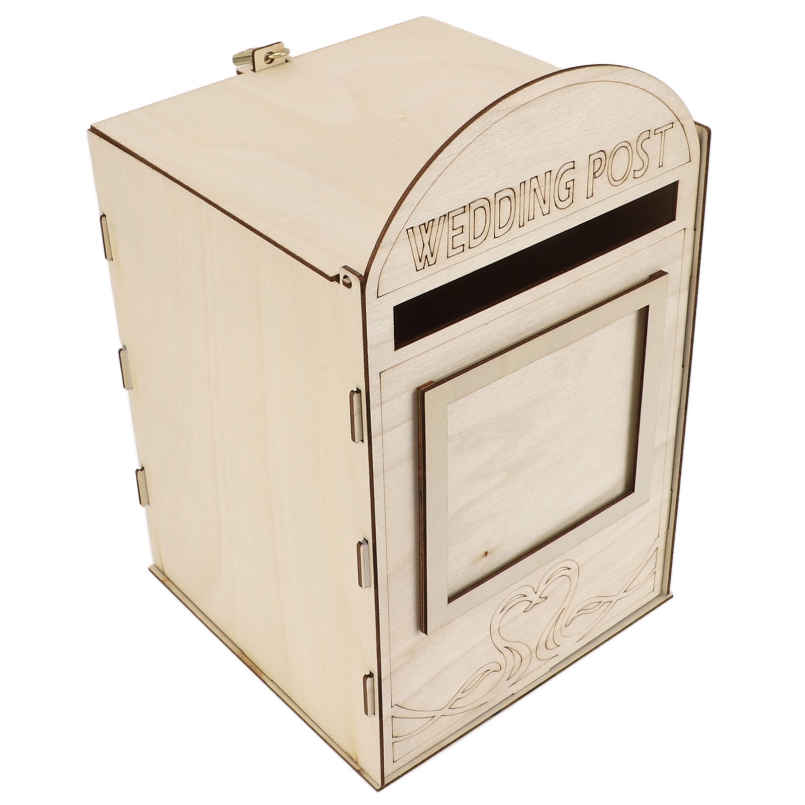 DIY Wooden Wedding Mailbox Post Box with Lock Key for Reception Wedding Anniversary Party Decoration JM01618 — image 2
