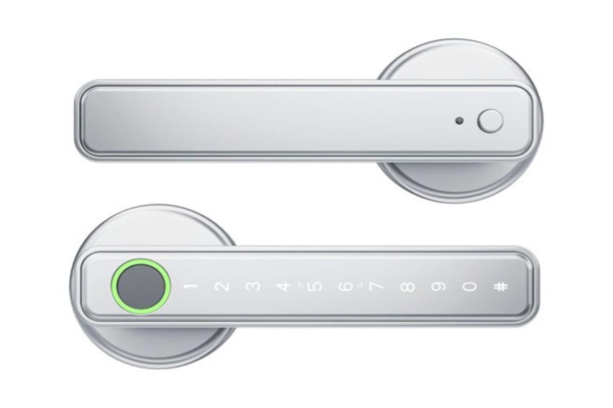 5 in 1 Smart Door Lock Fingerprint Door Knob with IC Cards and Backup Keys - Silver โ image 2