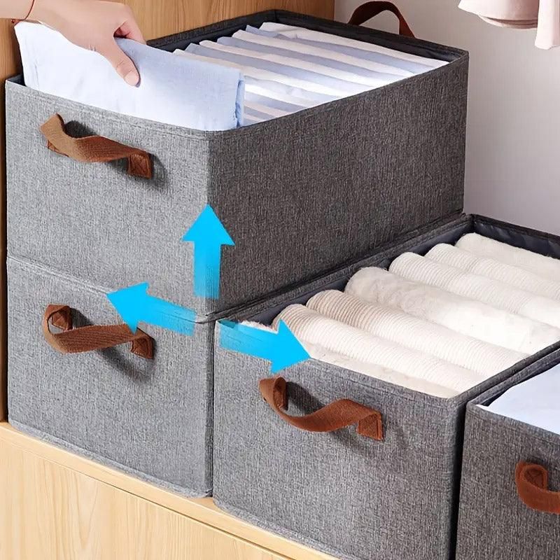 4pcs Foldable Clothes Storage Box Organizer Fabric Storage Box for Organization - Grey — image 5