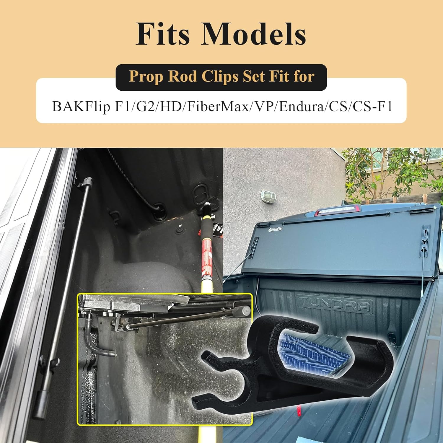 2 pcs 351B0024 Truck Bed Cover Clips, Tonneau Cover Prop Rod Clips, Compatible with RealTruck BAK BAKFlip MX4, Undercover Ultra Flex Hard Folding Truck Bed โ image 4