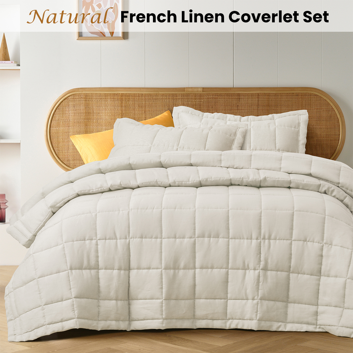 Vintage Design Homewares Natural French Linen Coverlet Set King โ image 2