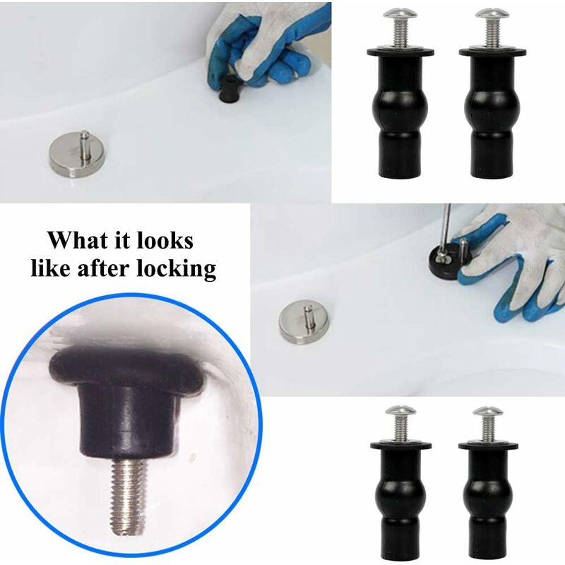 Toilet Seat Fittings, 4 Pack Toilet Seat Hinges Screws Toilet Seat Fixings Expanding Rubber Top Nuts Screws — image 4