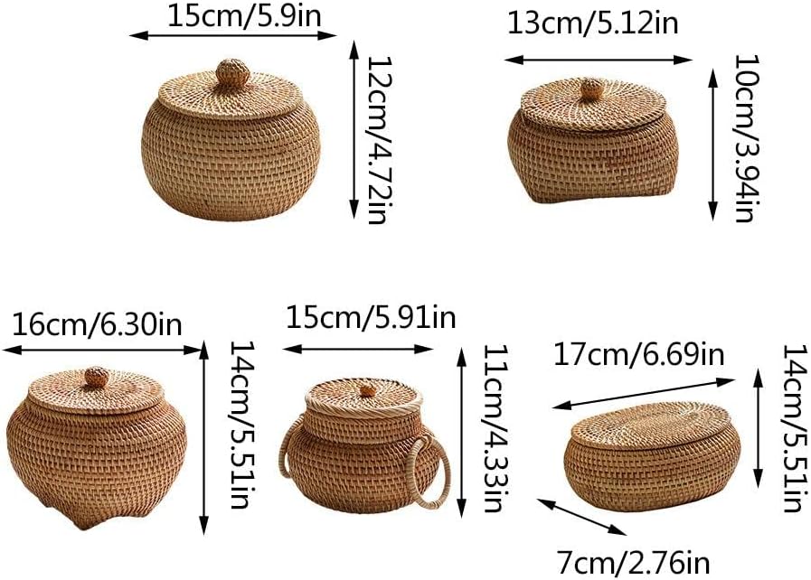Handwoven Rattan Storage Basket with Lid, Multipurpose Tea and Bread Box for Kitchen, Bathroom, Picnic and Desk Organisation, Natural — image 4