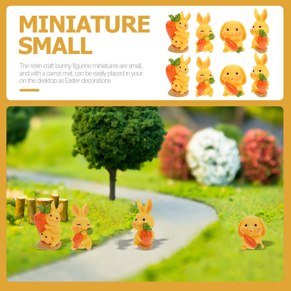8Pcs Resin Craft Rabbit Miniatures Yellow Bunny Figurines for Home Garden Easter Decoration — image 5