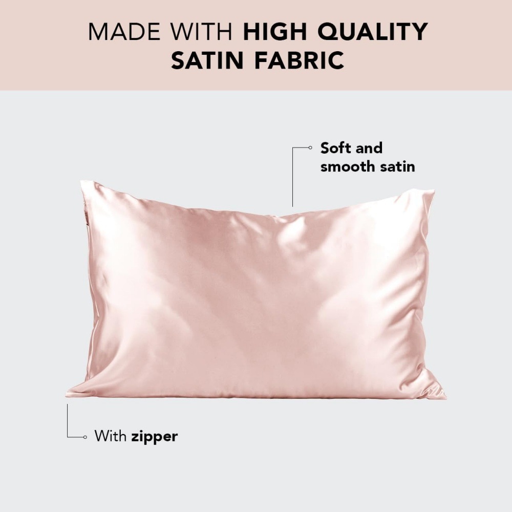 1-Pair Black Luxury Satin Silk Pillowcase for Hair and Skin - Smooth Cooling Pillow Cover with Envelope Closure - Queen (20 × 30") — image 2