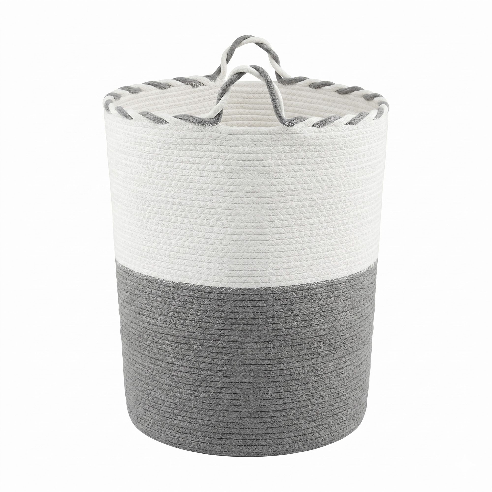 Artiss Woven Laundry Basket with handles Foldable White & Grey โ image 3
