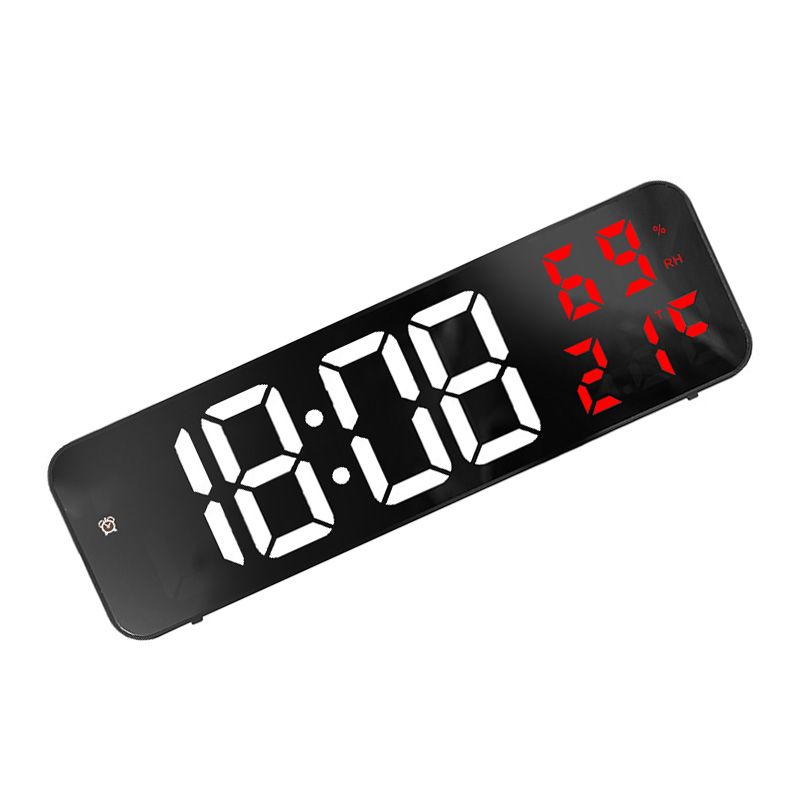 Mirror Large Digital LED Clock Home Electronic Alarm Clock Large Screen Plug in Clock Wall Mounted White and Red — image 4