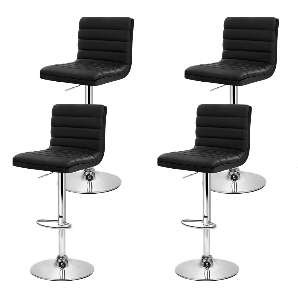 Artiss 4x Bar Stools Padded Leather Gas Lift Black โ image 3