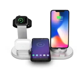 Wireless Charging Station Compatible for Apple 6 in 1 Charger Stand Dock -White - charging together — image 3