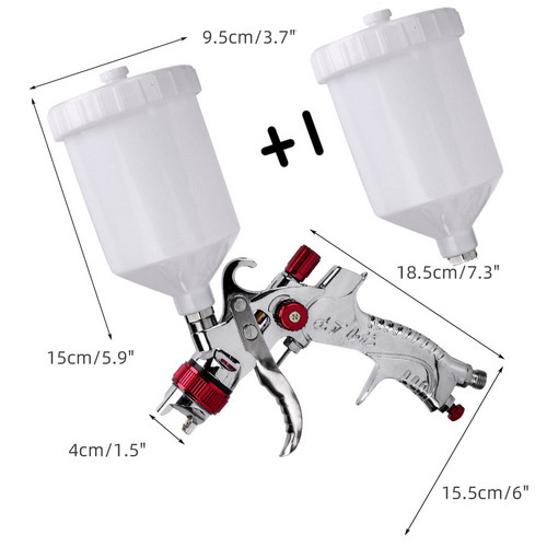 Spray Gun Kit HVLP Gravity Feed Air Paint Sprayer 3 Nozzles 1.4mm 1.7mm 2mm โ image 2