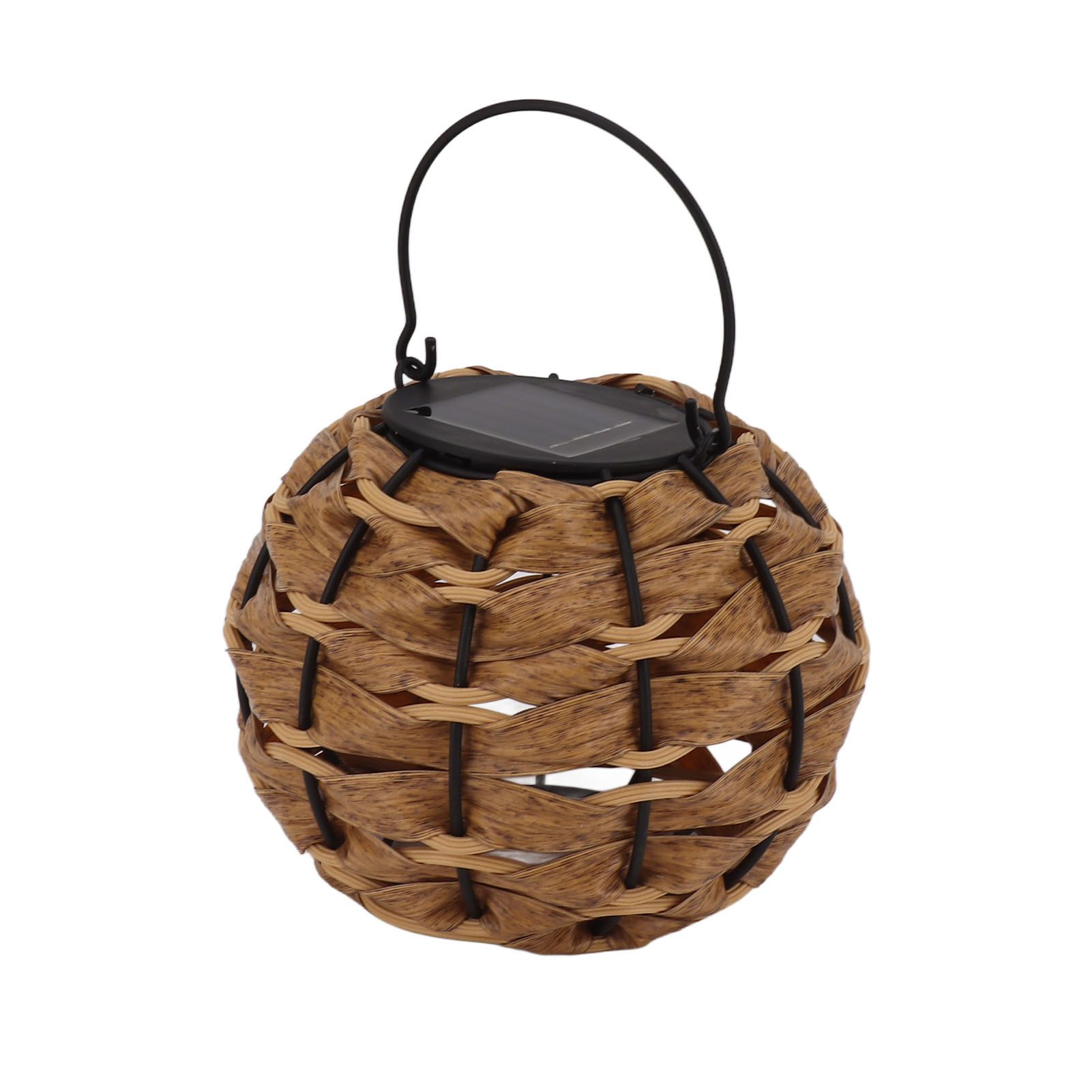Outdoor Solar Lantern LED Waterproof Hollowed Rattan Ball Solar Hanging Light with Handle for Christmas Decorations Garden Yard Porch Lawn โ image 3