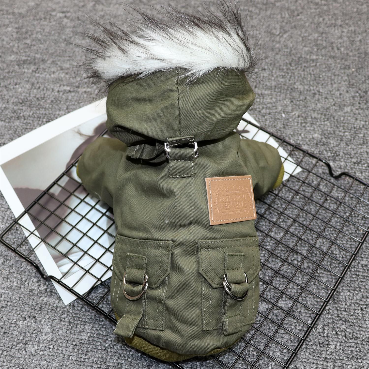Odd Pet Thickened Cotton Dog Clothes Small Breed Winter mountaineering uniform army green XL