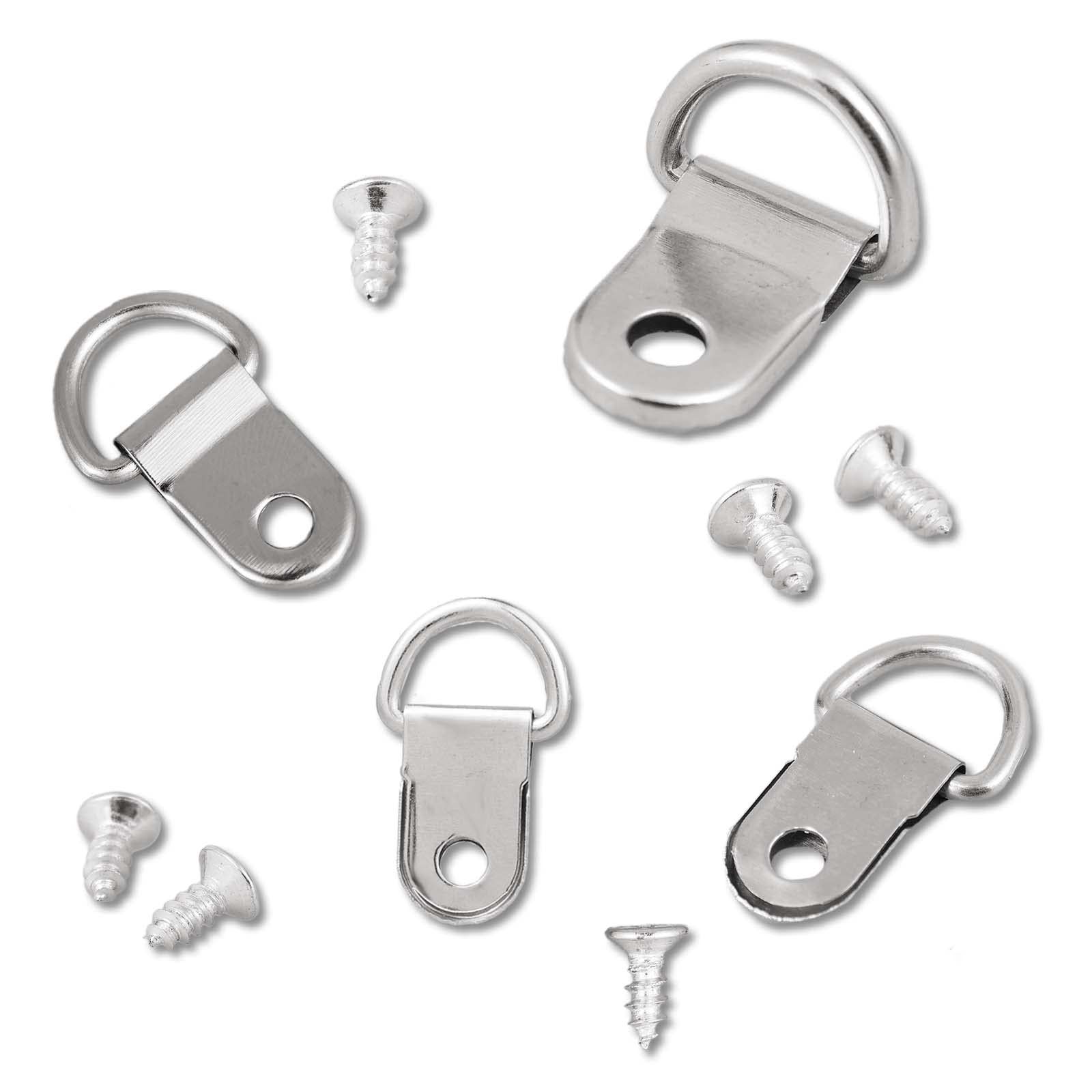 50pcs D Ring Hangers, Heavy Duty Small D-Ring Picture Hangers Kit with 50pcs Screws Nickel Plated Picture Frame Wire Kit โ image 4