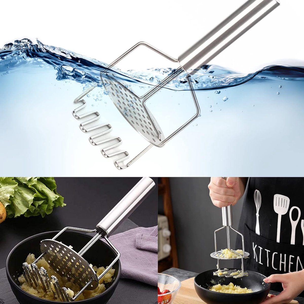 Potato Press - Stainless Steel - Potato Masher - Puree Squeezer - Non-Stick - Mashed Potato Masher - Double Layer Pressing - Dishwasher Safe - Robust and — image 4